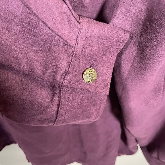 Liz & Me for Catherines Button Shirt Blouse 3X Faux Suede Button Up L/S Purple - Picture 4 of 6